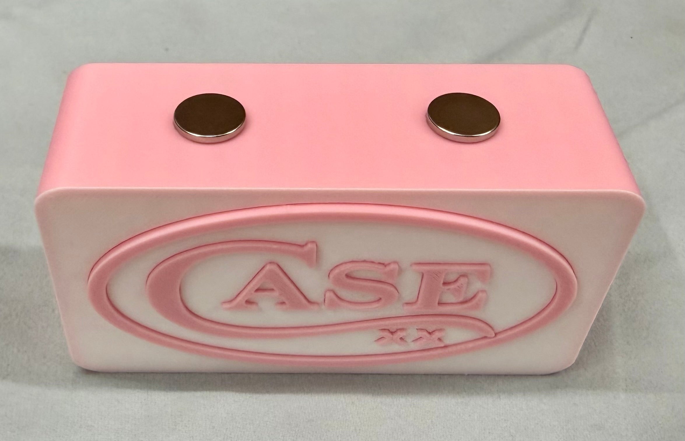 Case XX Knife Display Stand – White & Pink Edition Magnetic 3D Printed EDC Holder (4” x 2” x 1.5”)
