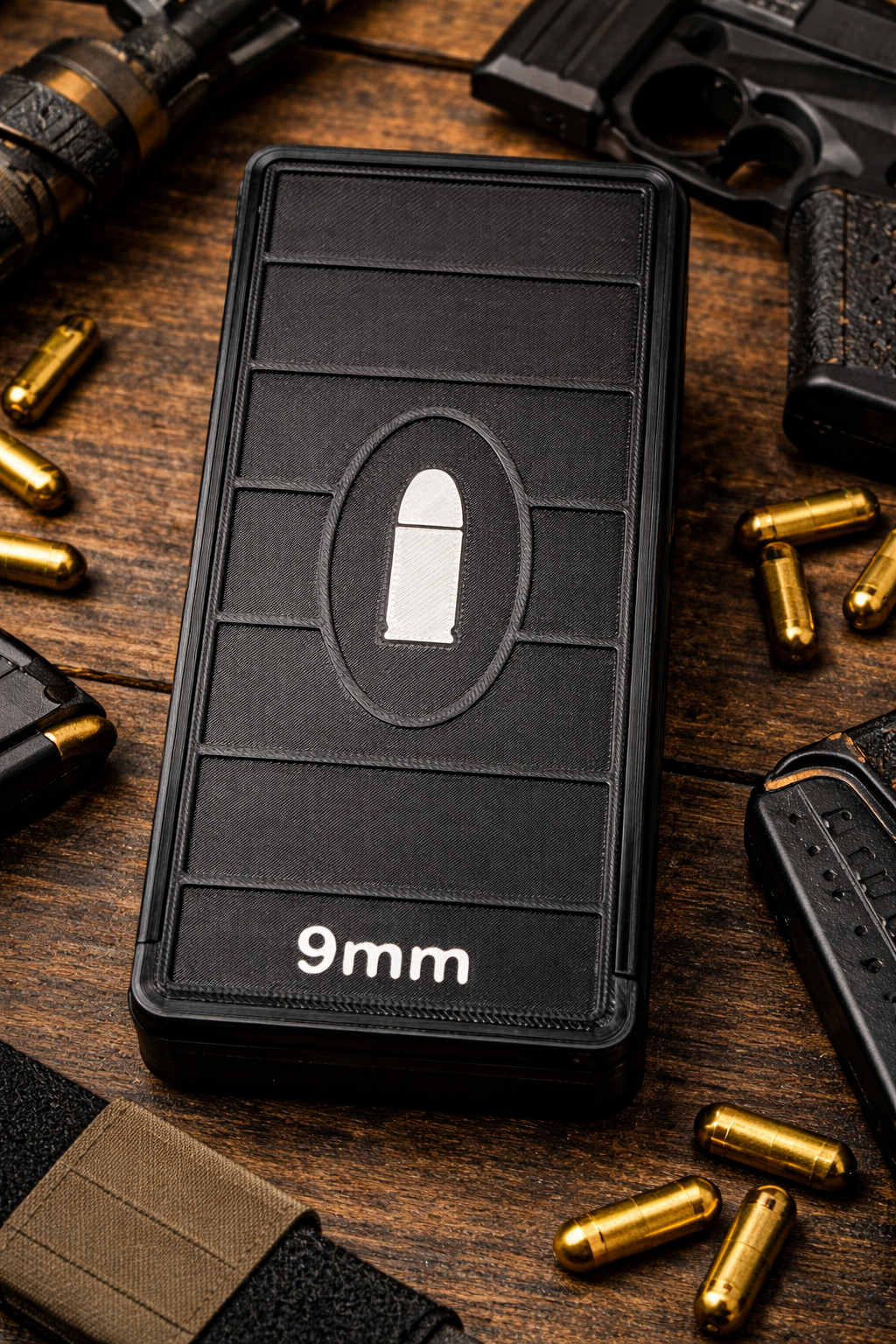 52 Round 9mm Ammo Box In Black & White 3D Printed Sliding Lock Case