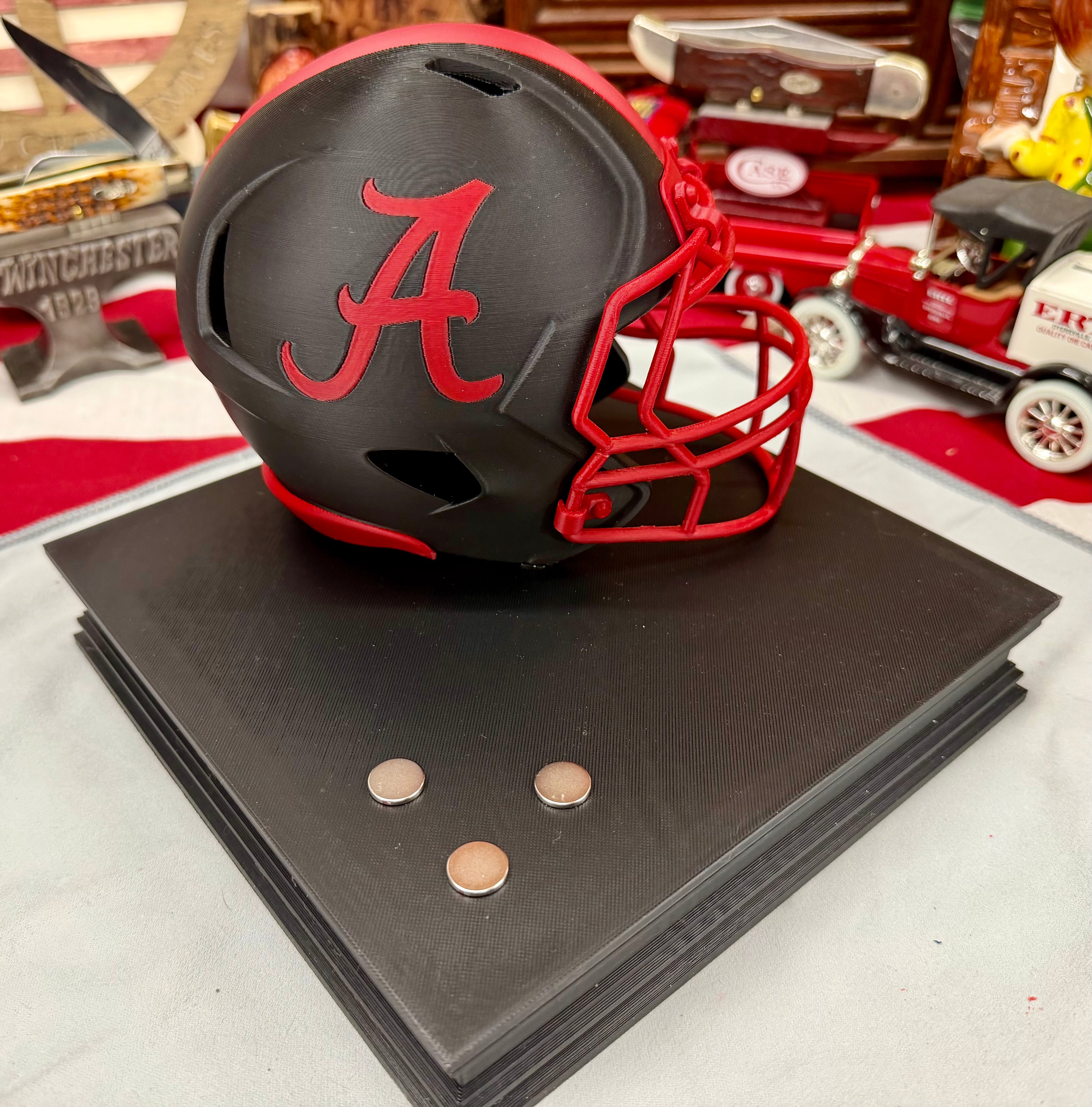 Special Edition Alabama Crimson Tide Helmet Knife Display – Magnetic 3D Printed Stand (8” x 8”)