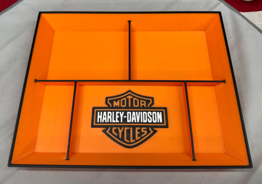 Harley-Davidson EDC Dump Tray – 3D Printed Organizer | 10” x 8” Garage-Style Catch-All