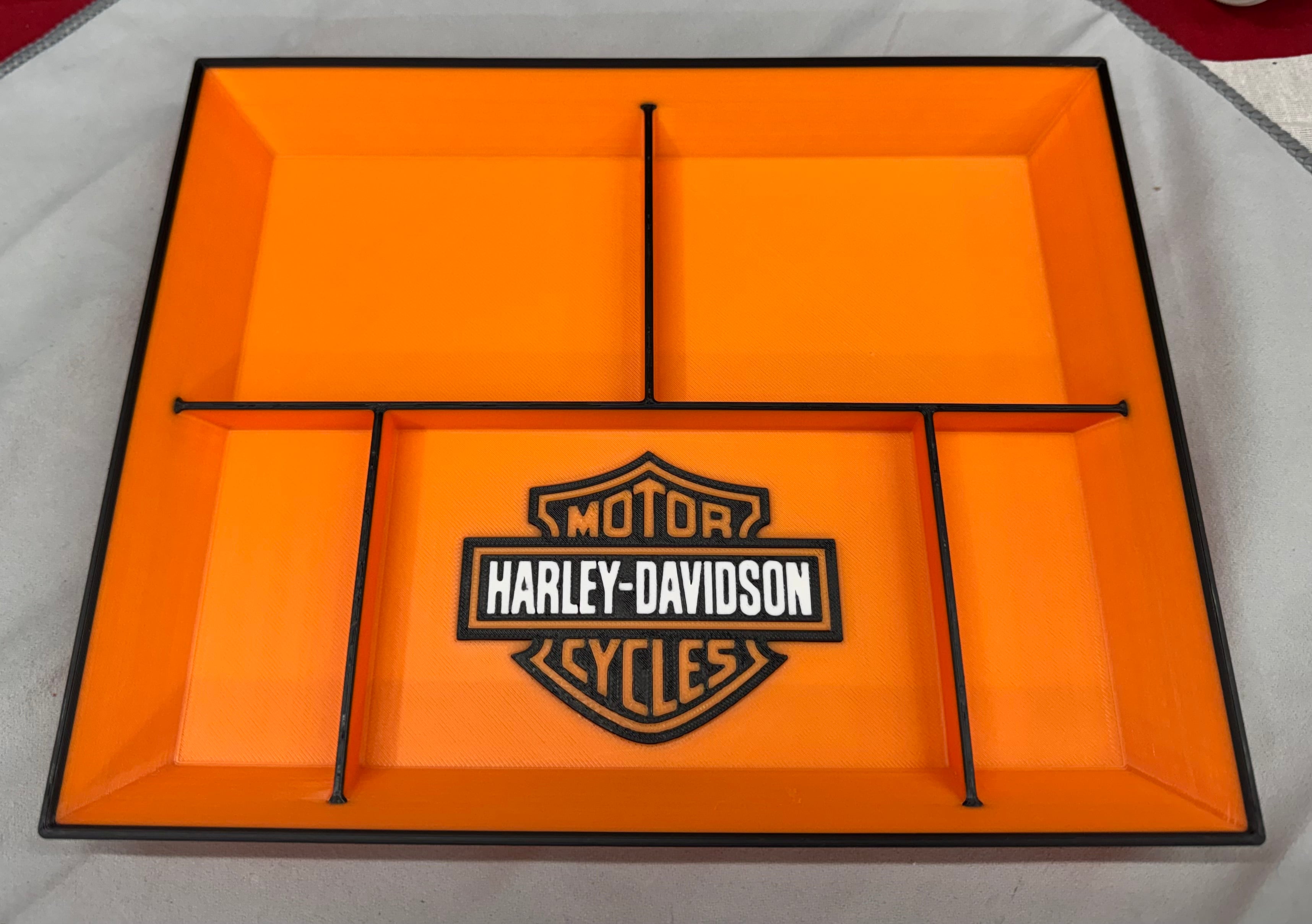 Harley-Davidson EDC Dump Tray – 3D Printed Organizer | 10” x 8” Garage-Style Catch-All