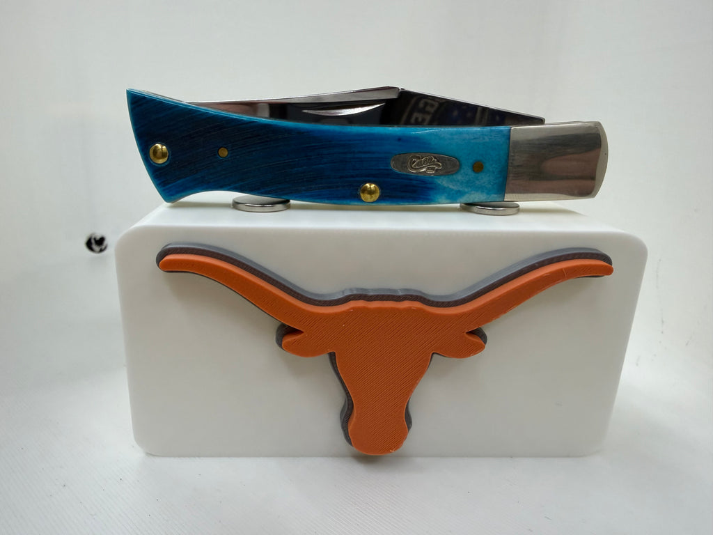 Texas Longhorns 3D Printed Magnetic Knife Display Block White with Orange Logo