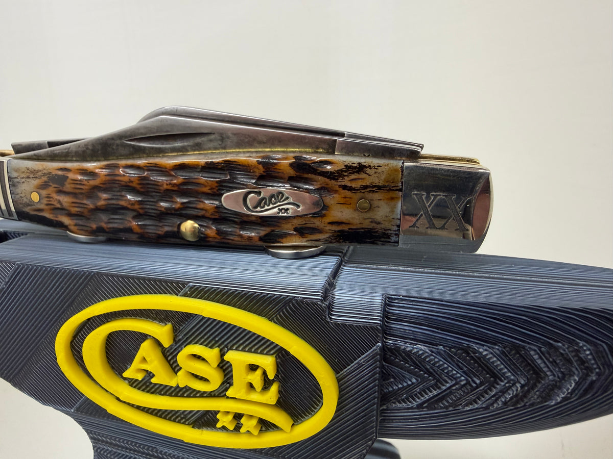 Darkened Case XX Stockman Custom Engraved Knife with 3D Printed Anvil Display