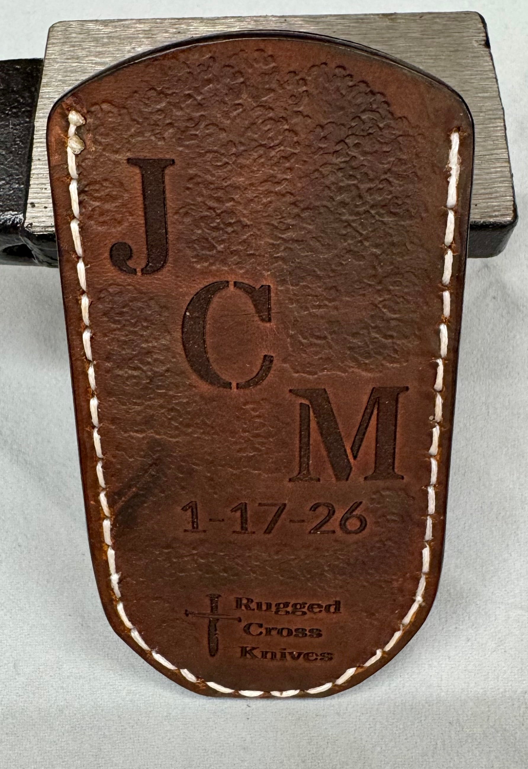 Rugged Cross Handmade Leather Pocket Knife Slip