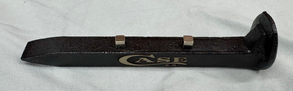 Case XX Black Railroad Spike Knife Display Stand – Magnetic Pocket Knife Holder – Handcrafted Steel Collector Display!