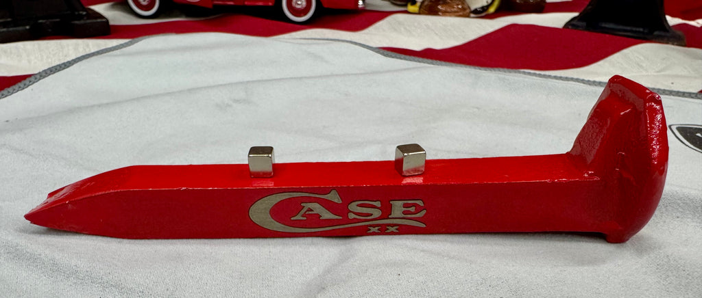 Case XX Railroad Spike Knife Display Stand – Magnetic Pocket Knife Holder – Handcrafted Steel Collector Display