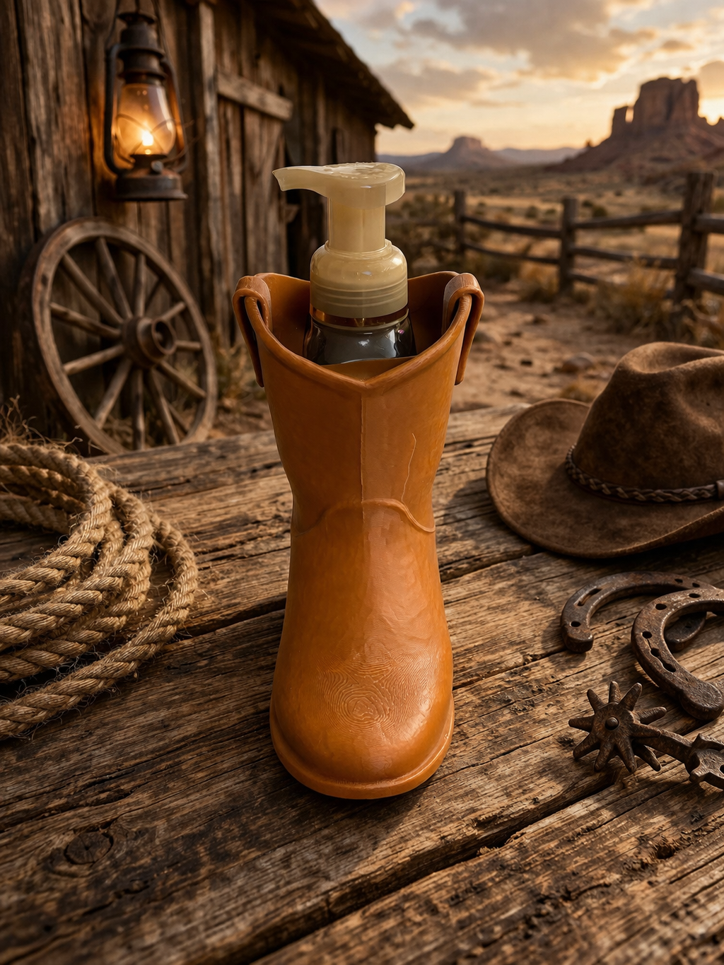 Western Cowboy Boot Soap Holder – Rustic Bathroom Decor Dispenser Holder – Farmhouse Ranch Style Gift