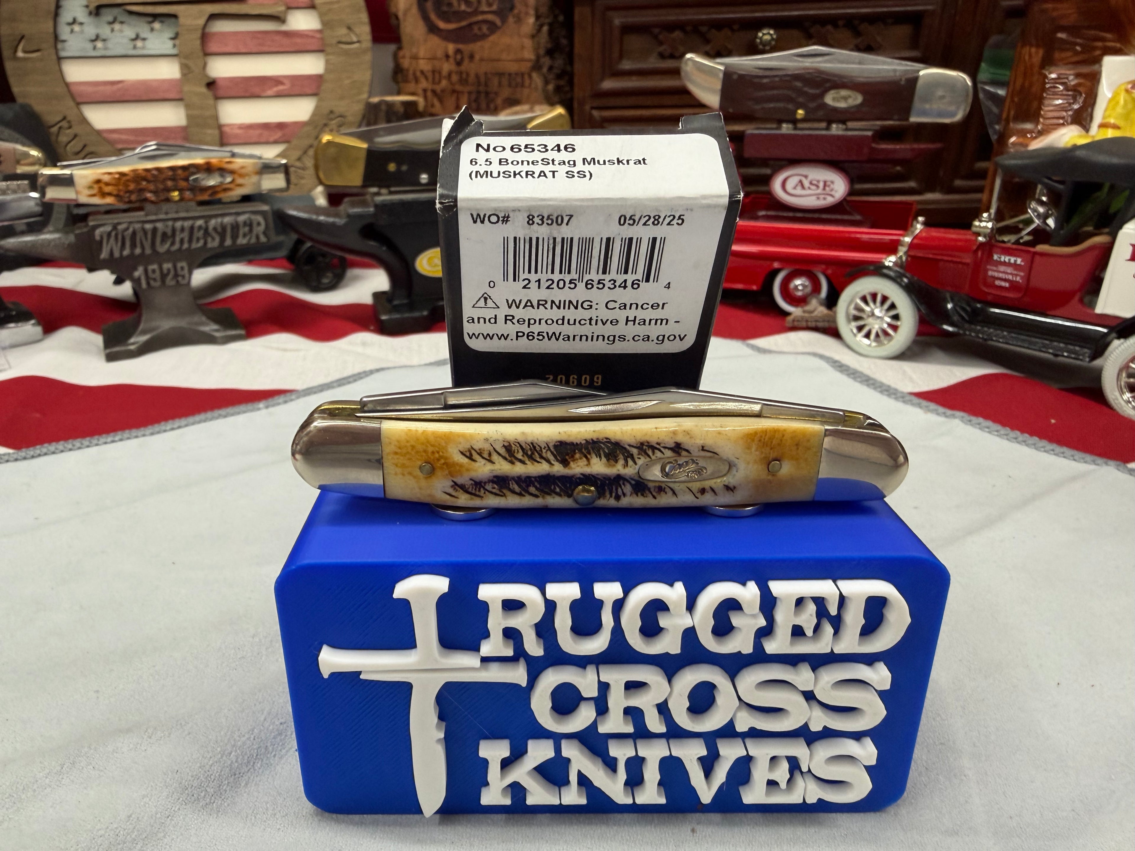 2025 Case XX Muskrat Knife Bonestag Handles Pocket Knife w/ Box USA Stag SS