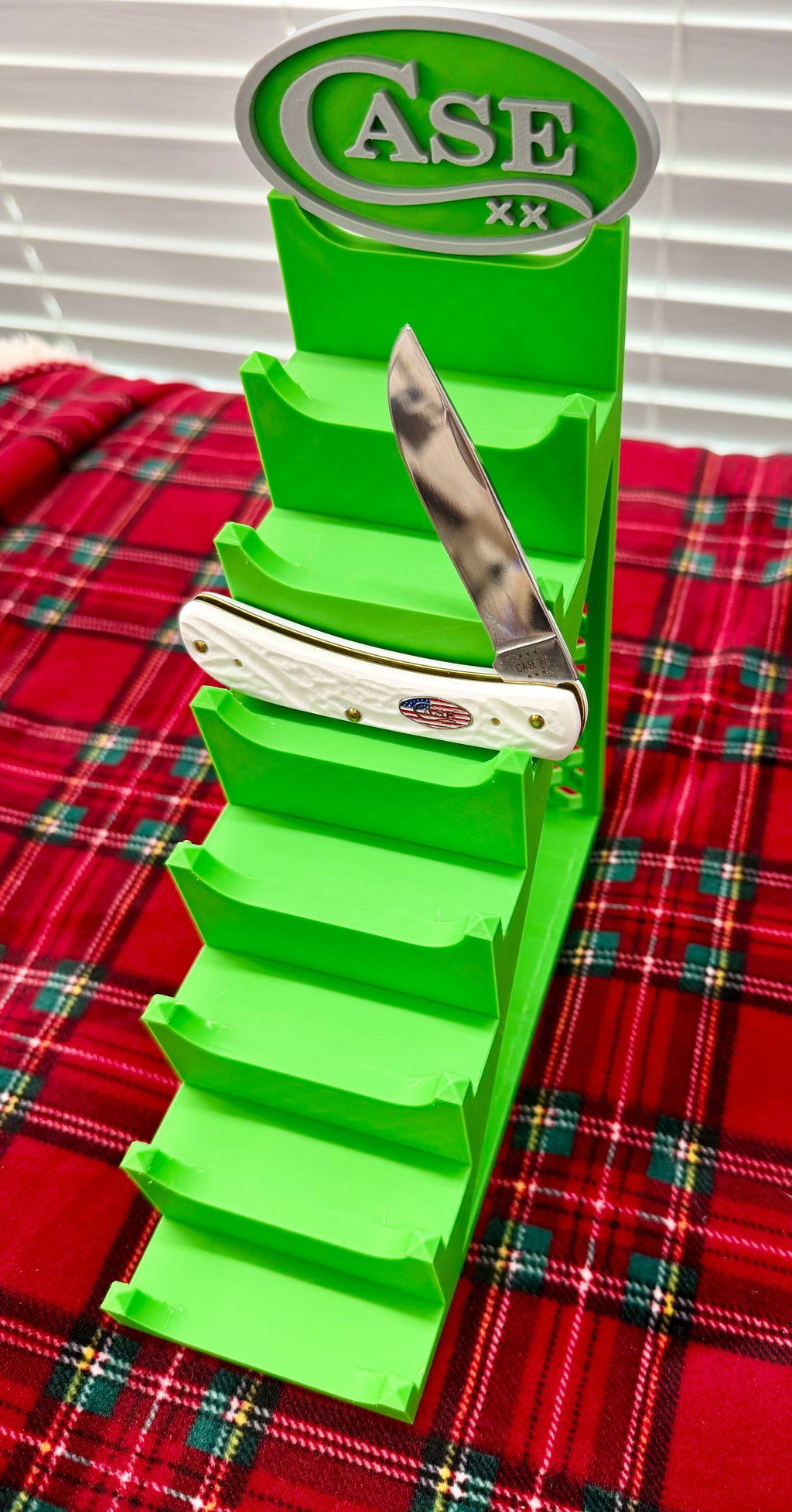 Case XX 7-Tier Knife Display Tower 3D Printed Collector Stand Green with Gray