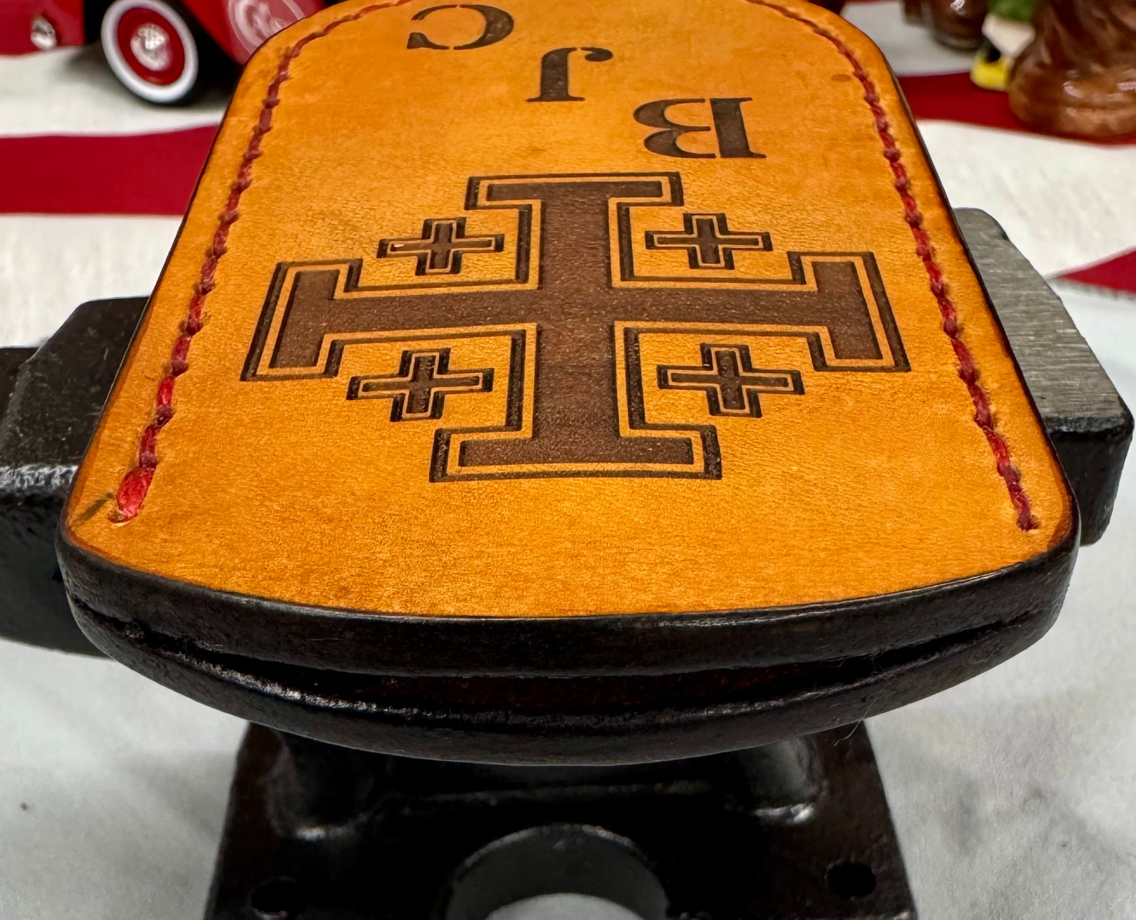 Custom Jerusalem Cross Leather Pocket Knife Slip – Handmade & Personalized