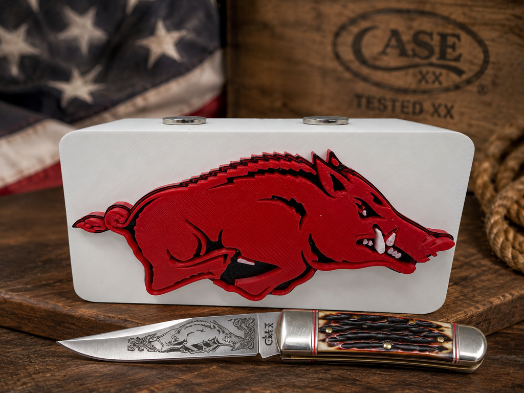 Arkansas Razorbacks Magnetic Knife Display – 3D Printed HOG Stand
