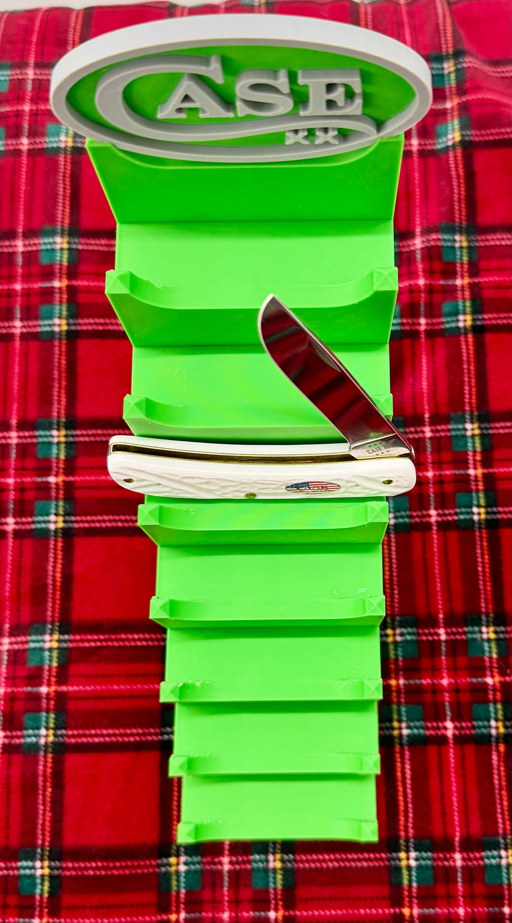 Case XX 7-Tier Knife Display Tower 3D Printed Collector Stand Green with Gray