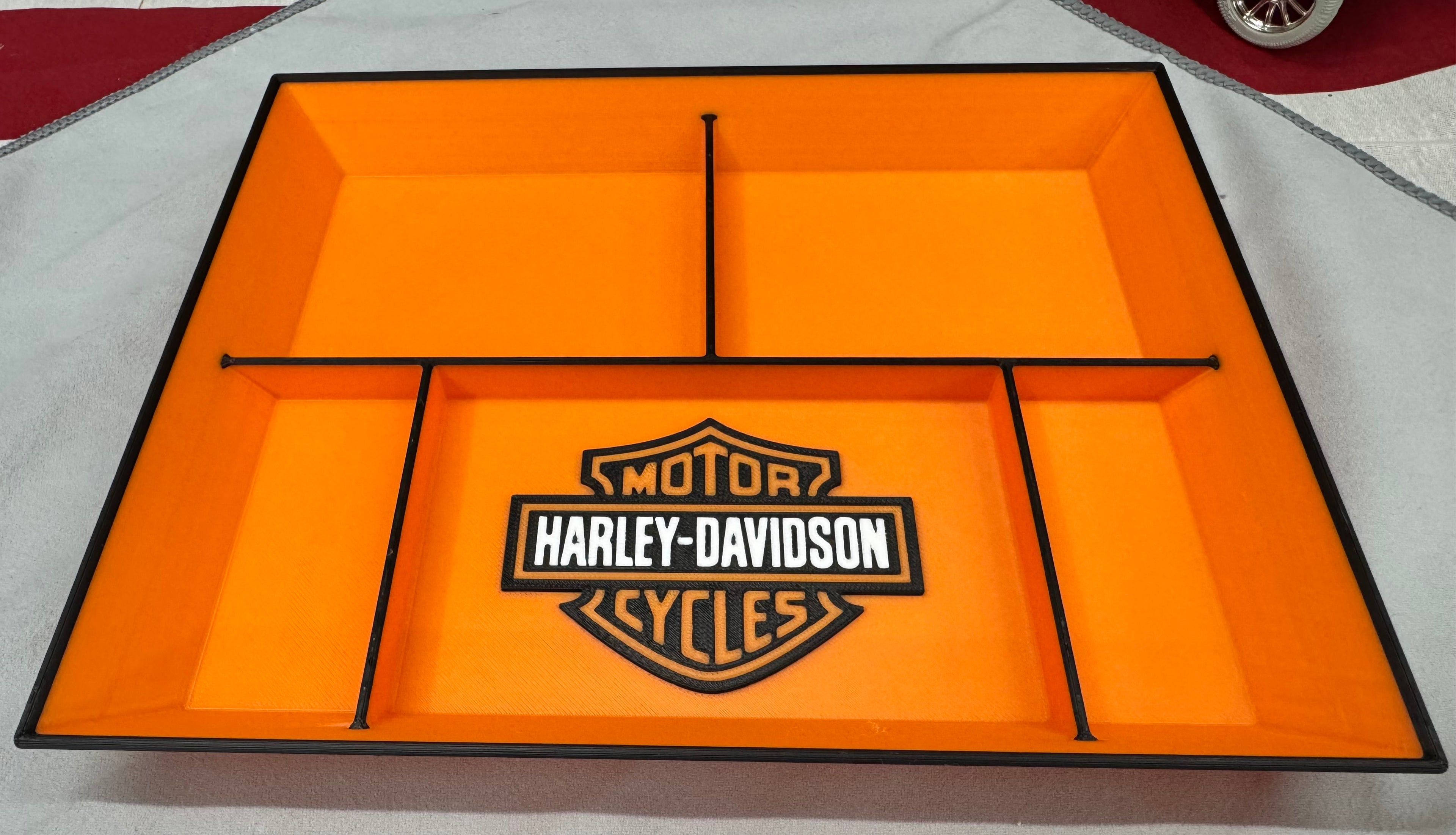 Harley-Davidson EDC Dump Tray – 3D Printed Organizer | 10” x 8” Garage-Style Catch-All
