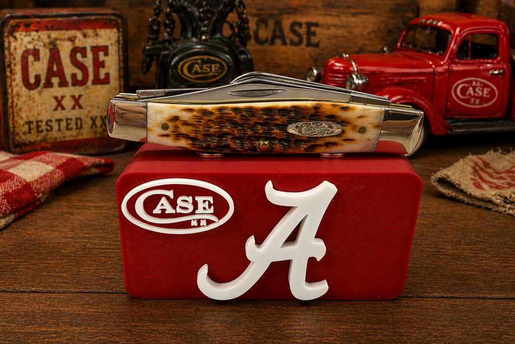 Alabama Crimson Tide Knife Display Stand – Case XX Edition Magnetic 3D Printed EDC Holder (4” x 2” x 1.5”)