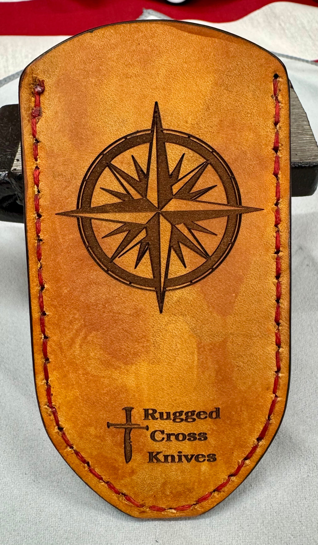 Custom Jerusalem Cross Leather Pocket Knife Slip – Handmade & Personalized