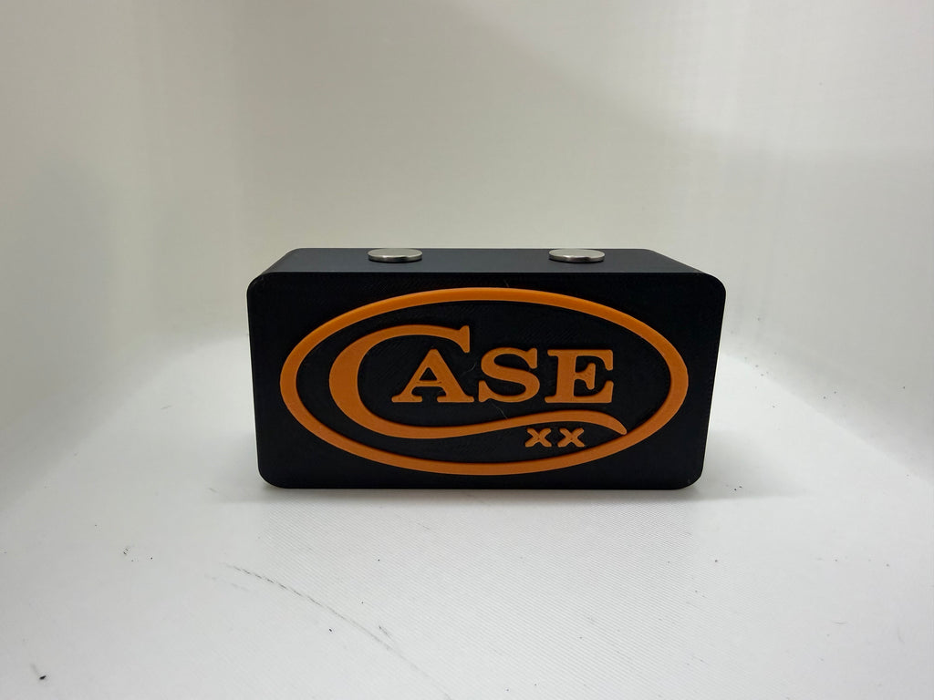 Magnetic Case XX Knife Display Stand – Black & Orange 3D Printed Collector Block (4” x 2” x 1.5”)