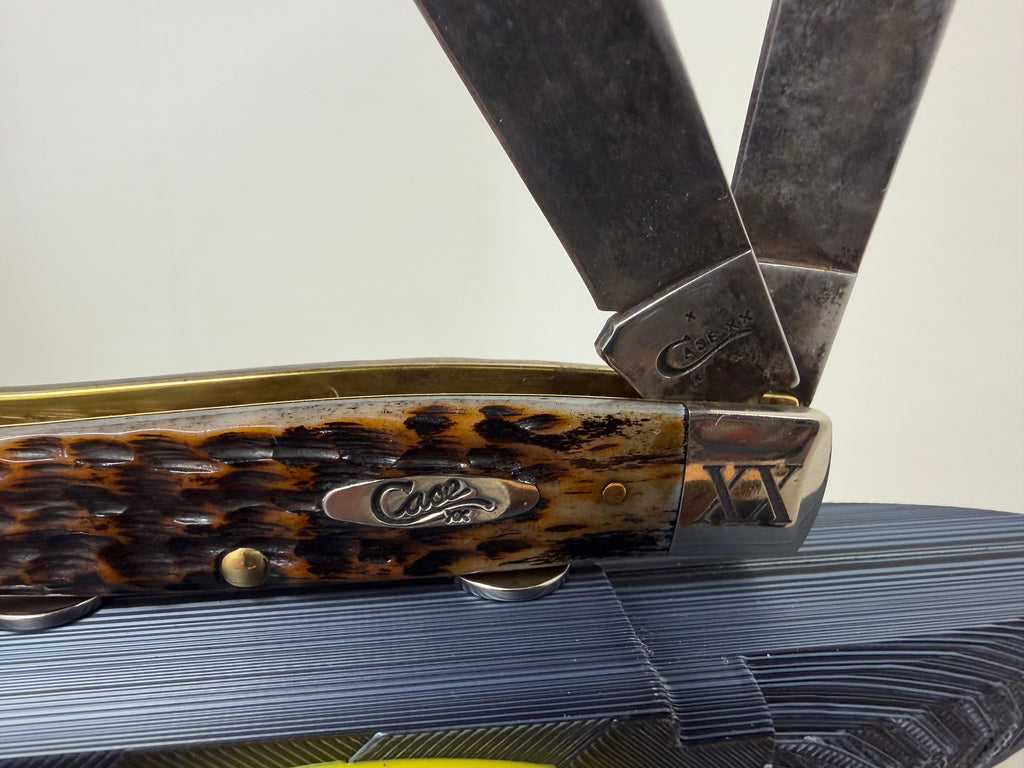 Darkened Case XX Stockman Custom Engraved Knife with 3D Printed Anvil Display