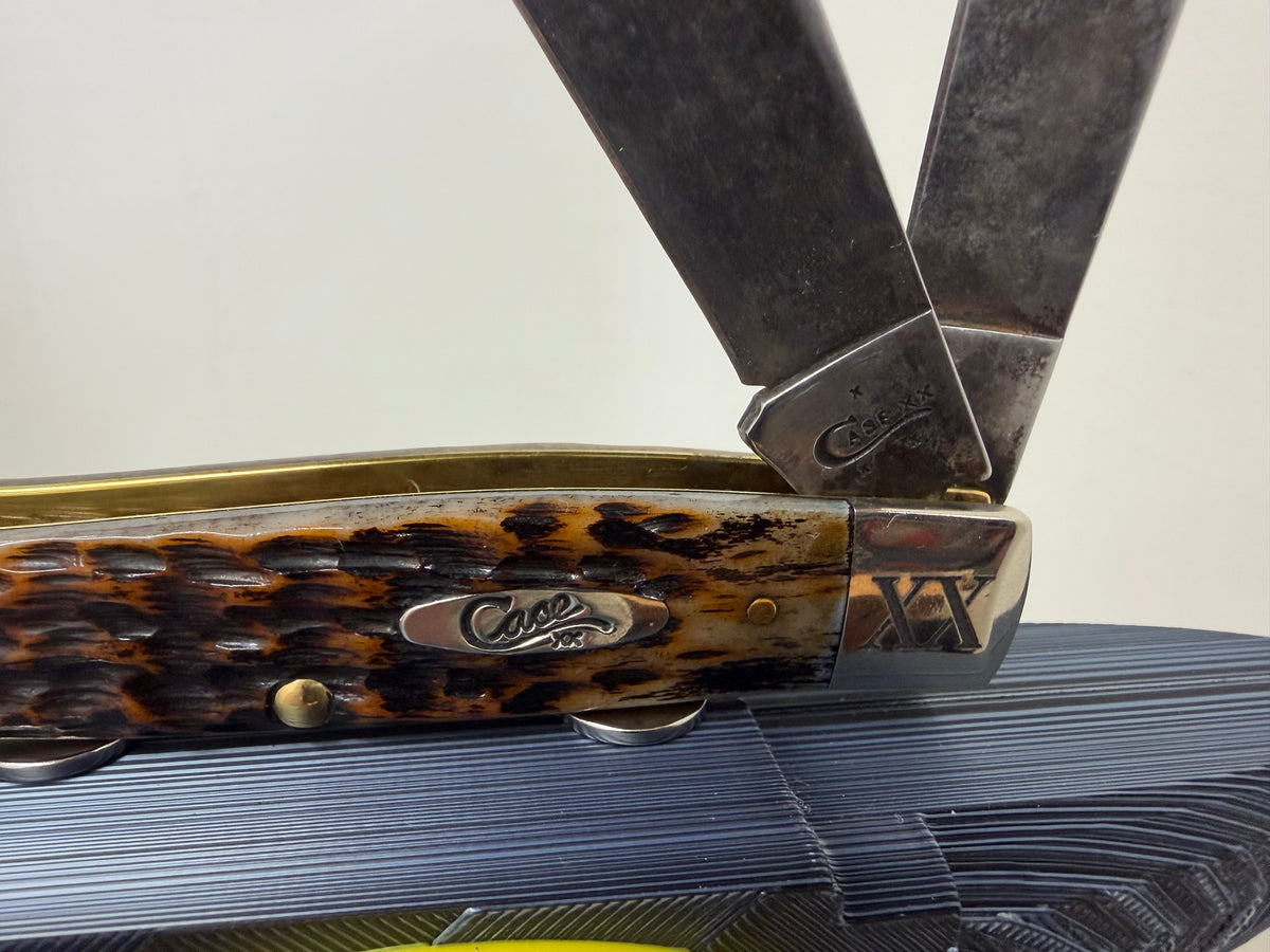 Darkened Case XX Stockman Custom Engraved Knife with 3D Printed Anvil Display