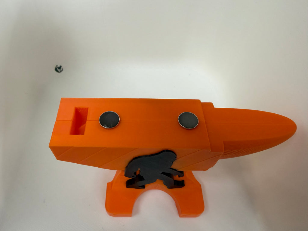 Bigfoot Sasquatch Anvil Magnetic Pocket Knife Display Stand 3D Printed Orange
