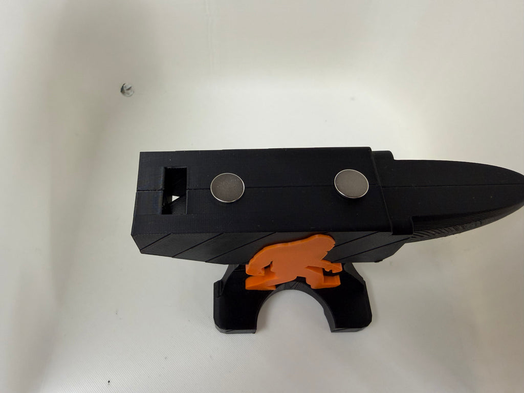 Bigfoot Sasquatch Magnetic Pocket Knife Display – 3D Printed Anvil Stand – Black & Orange