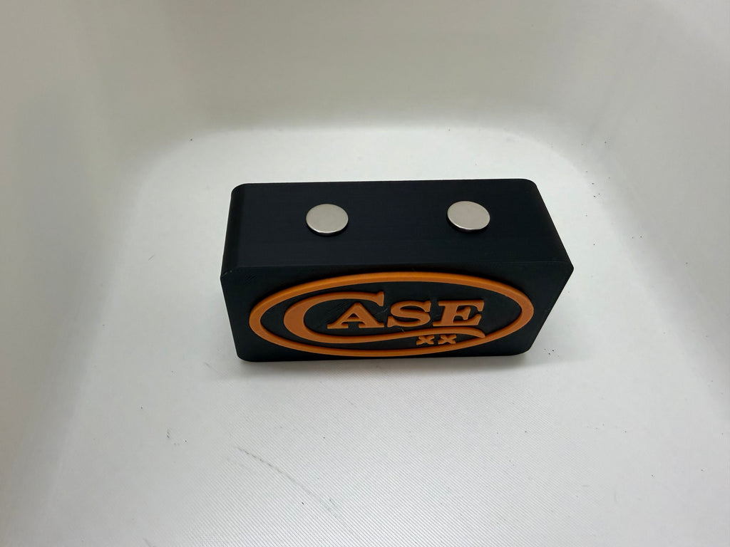 Magnetic Case XX Knife Display Stand – Black & Orange 3D Printed Collector Block (4” x 2” x 1.5”)