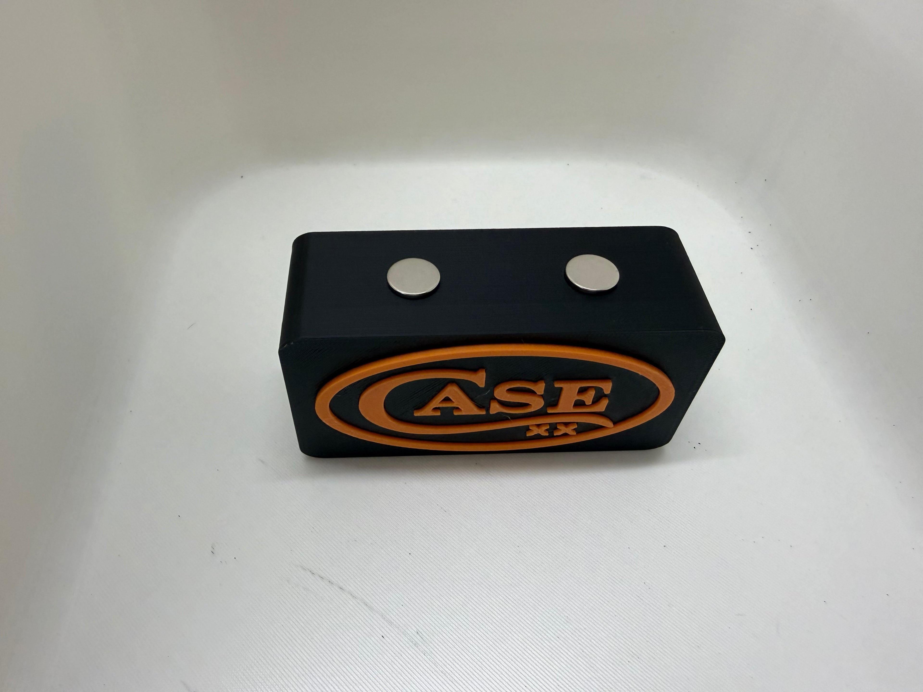 Magnetic Case XX Knife Display Stand – Black & Orange 3D Printed Collector Block (4” x 2” x 1.5”)