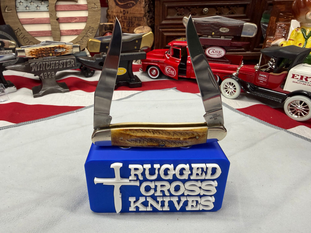 2025 Case XX Muskrat Knife Bonestag Handles Pocket Knife w/ Box USA Stag SS