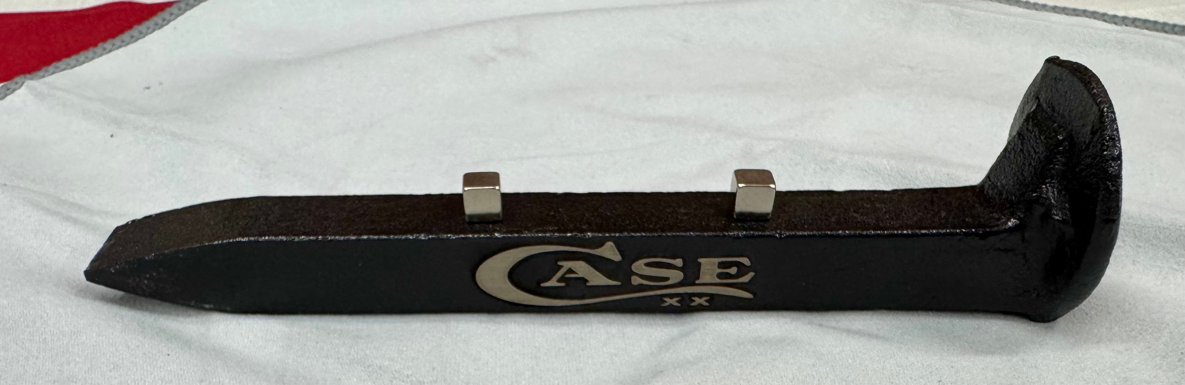 Case XX Black Railroad Spike Knife Display Stand – Magnetic Pocket Knife Holder – Handcrafted Steel Collector Display!