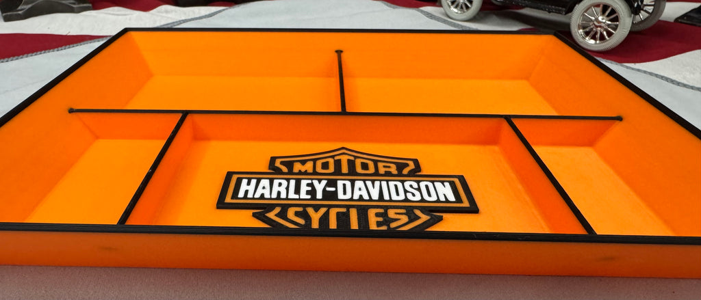 Harley-Davidson EDC Dump Tray – 3D Printed Organizer | 10” x 8” Garage-Style Catch-All