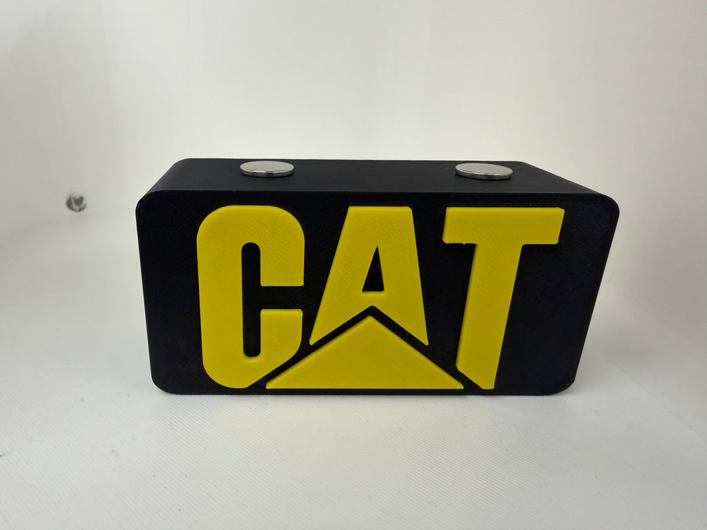 CAT Magnetic Pocket Knife Display Block – 3D Printed Black & Yellow