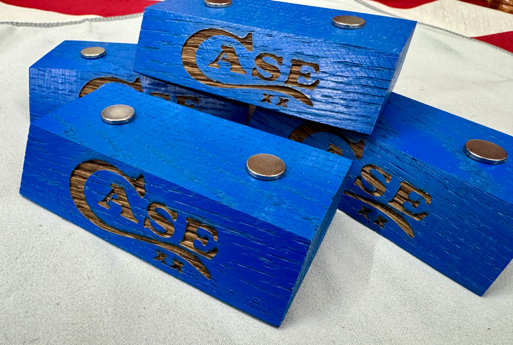 Handmade Case XX Blue Oak Wood Knife Display Stand - Set of 4