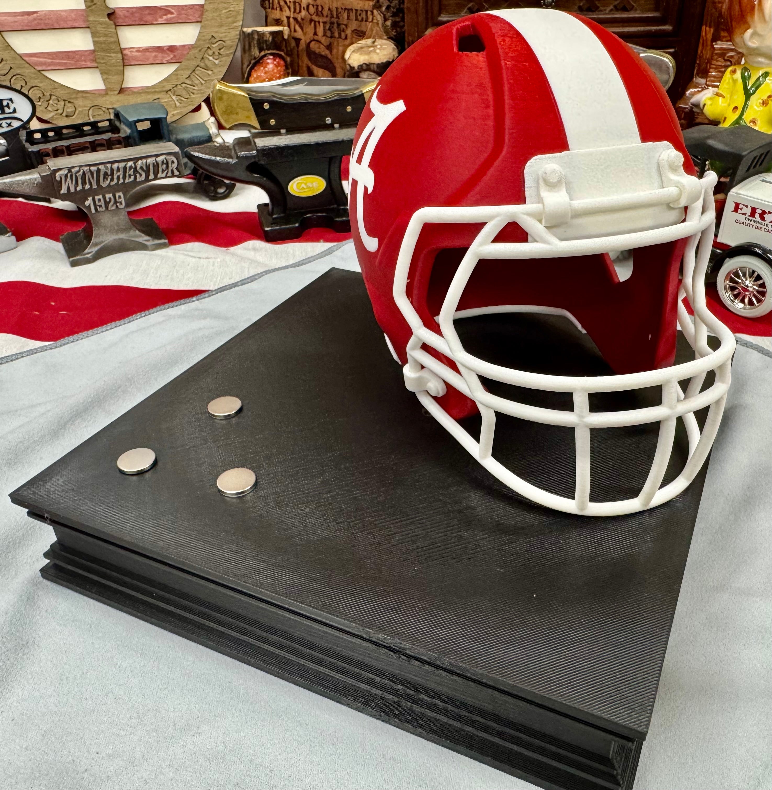 Alabama Crimson Tide Helmet Knife Display – 3D Printed Magnetic Collector Stand (8” x 8”)