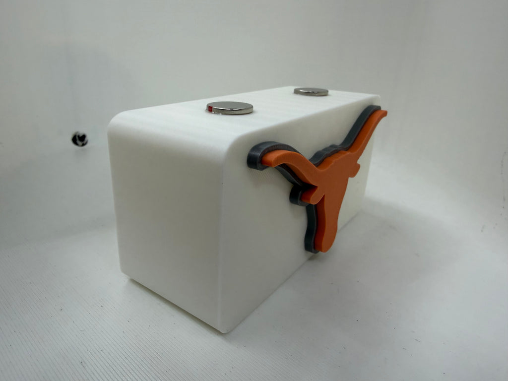 Texas Longhorns 3D Printed Magnetic Knife Display Block White with Orange Logo