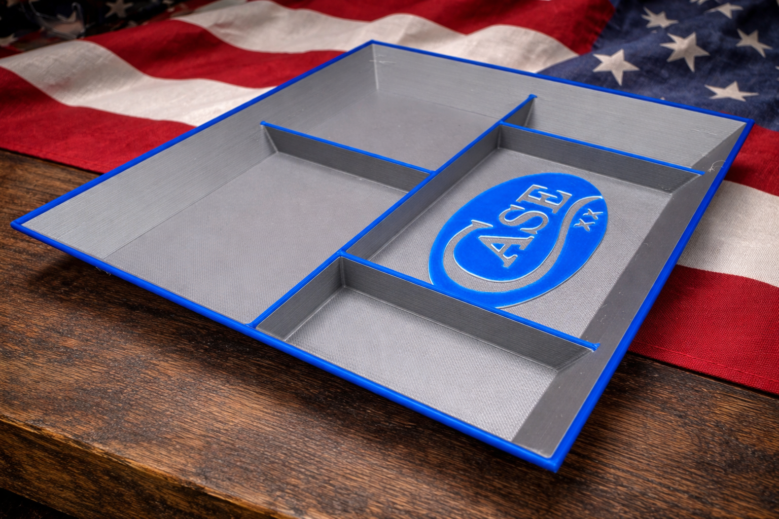 Blue & Gray Case XX EDC Pocket Dump Tray – 3D Printed Organizer | Knife Collector Catch-All Tray (8” x 10”)
