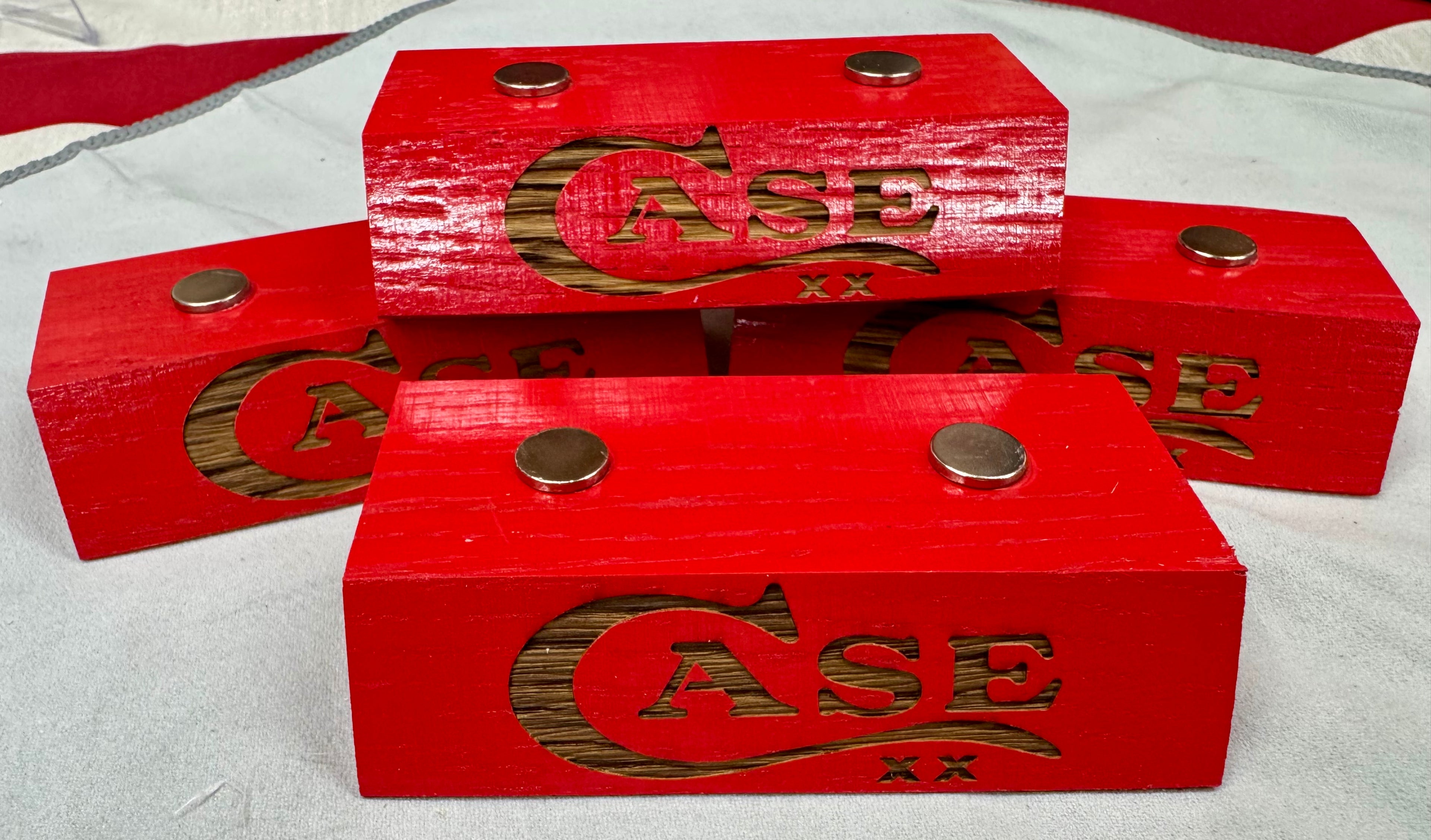 Handmade Case XX Red Oak Wood Knife Display Stand - Set of 4