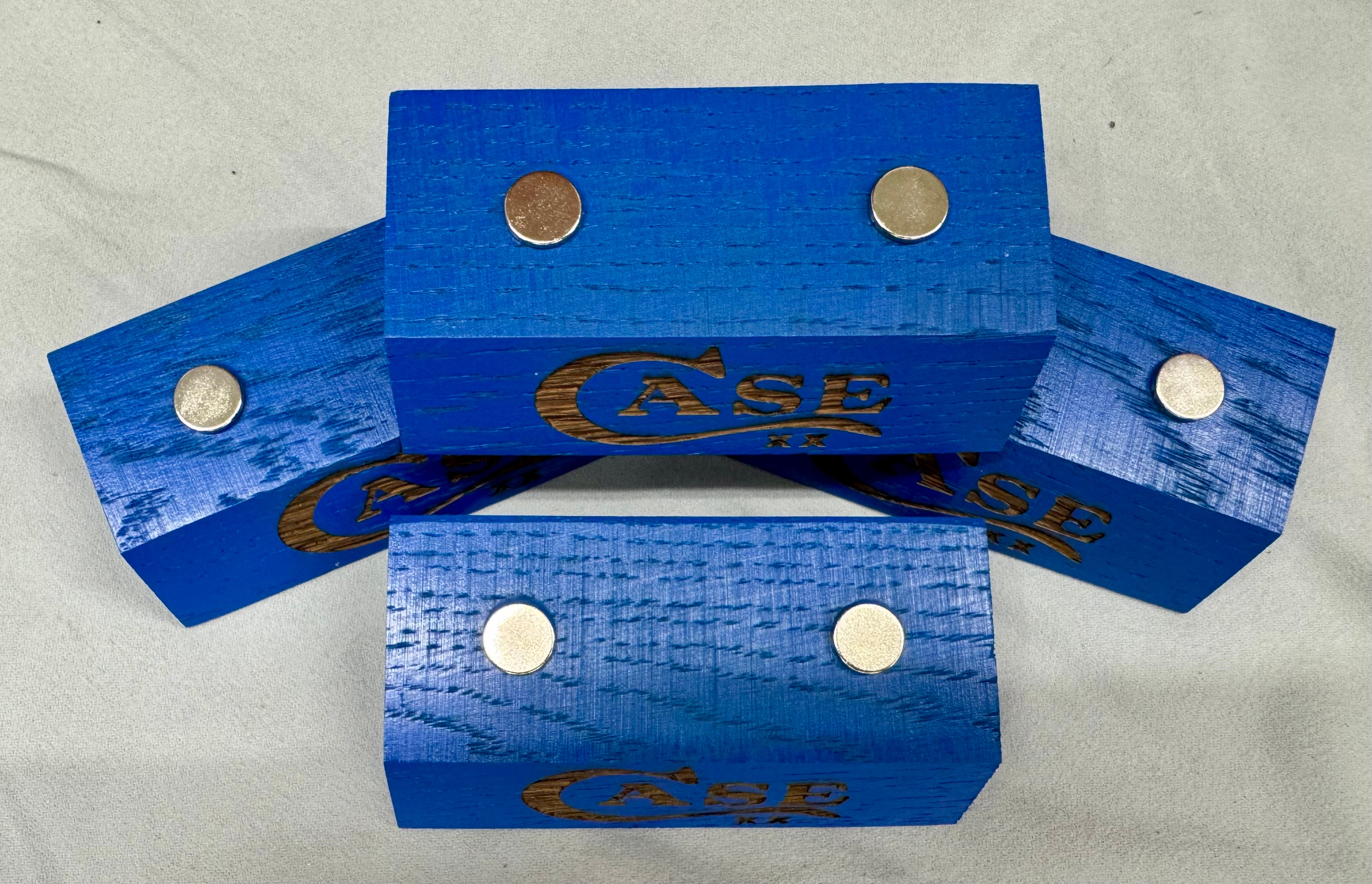 Handmade Case XX Blue Oak Wood Knife Display Stand - Set of 4