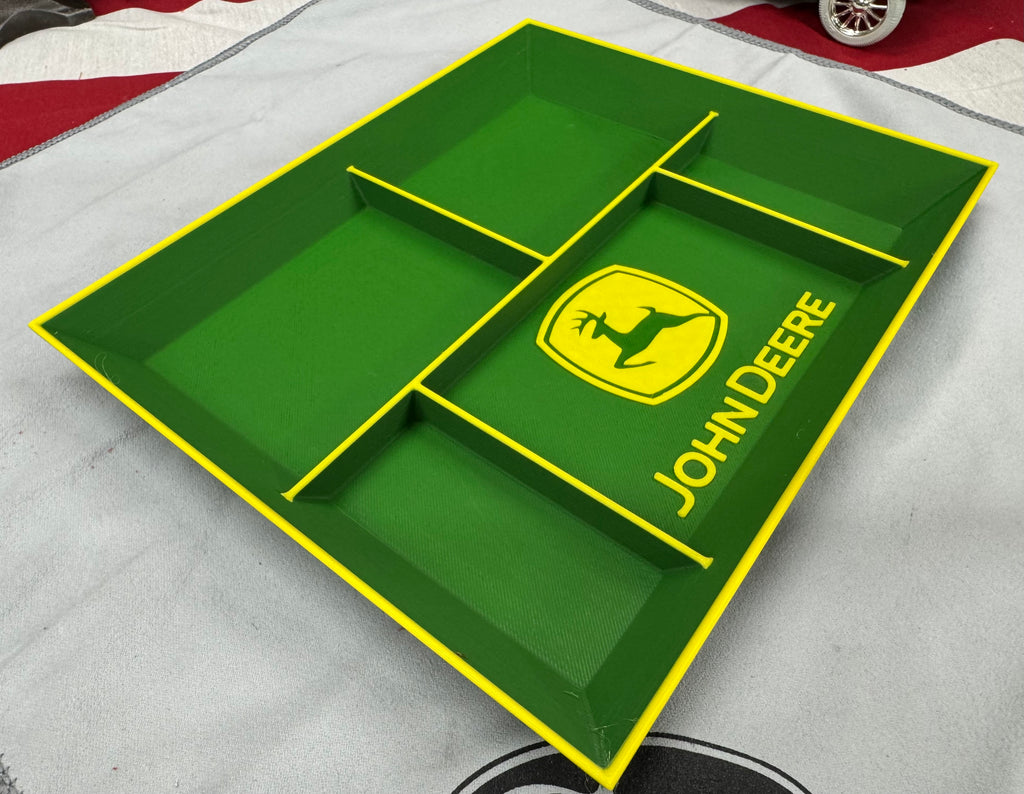 John Deere EDC Dump Tray – Green & Yellow 3D Printed Organizer | 10” x 8” Farmhouse Catch-All