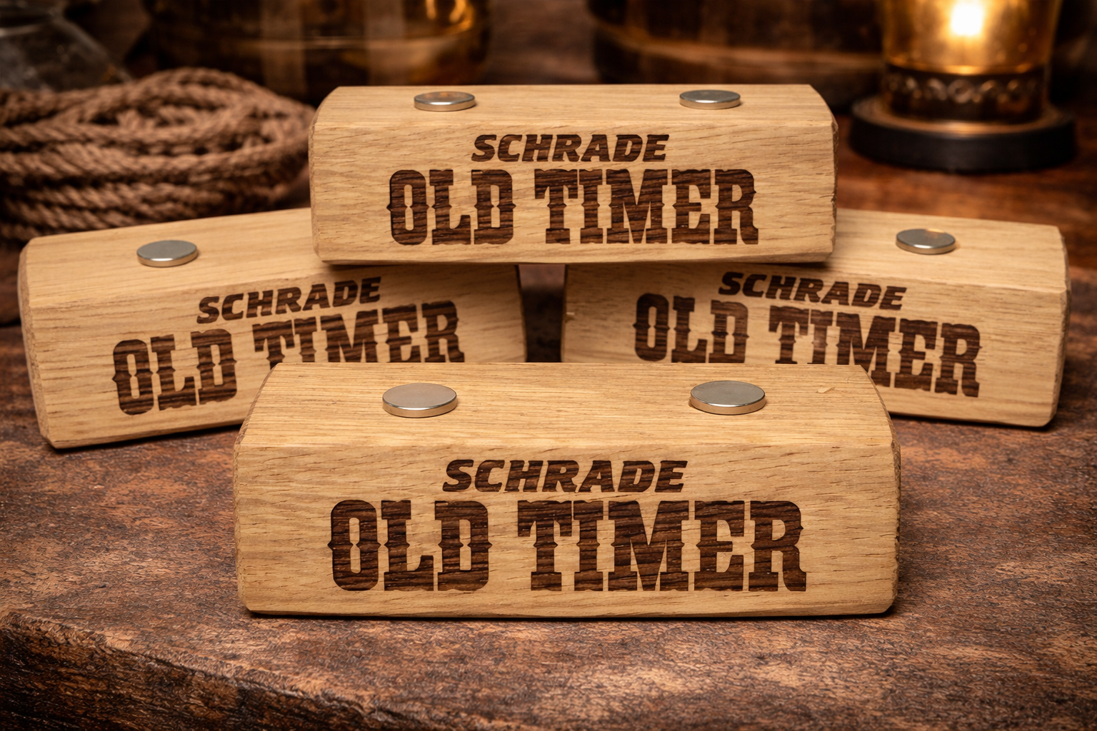 Handmade Schrade Old Timer Oak Wood Knife Display Stand - Set of 4