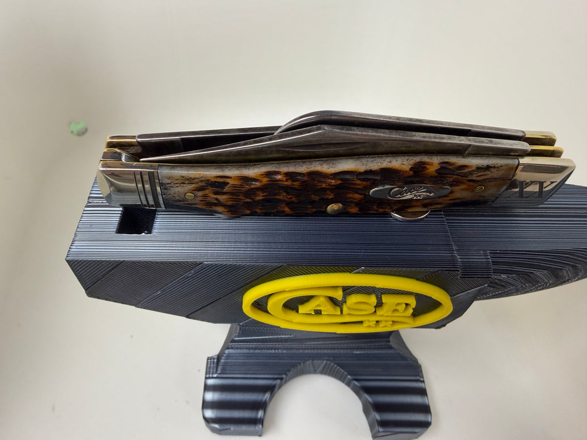 Darkened Case XX Stockman Custom Engraved Knife with 3D Printed Anvil Display
