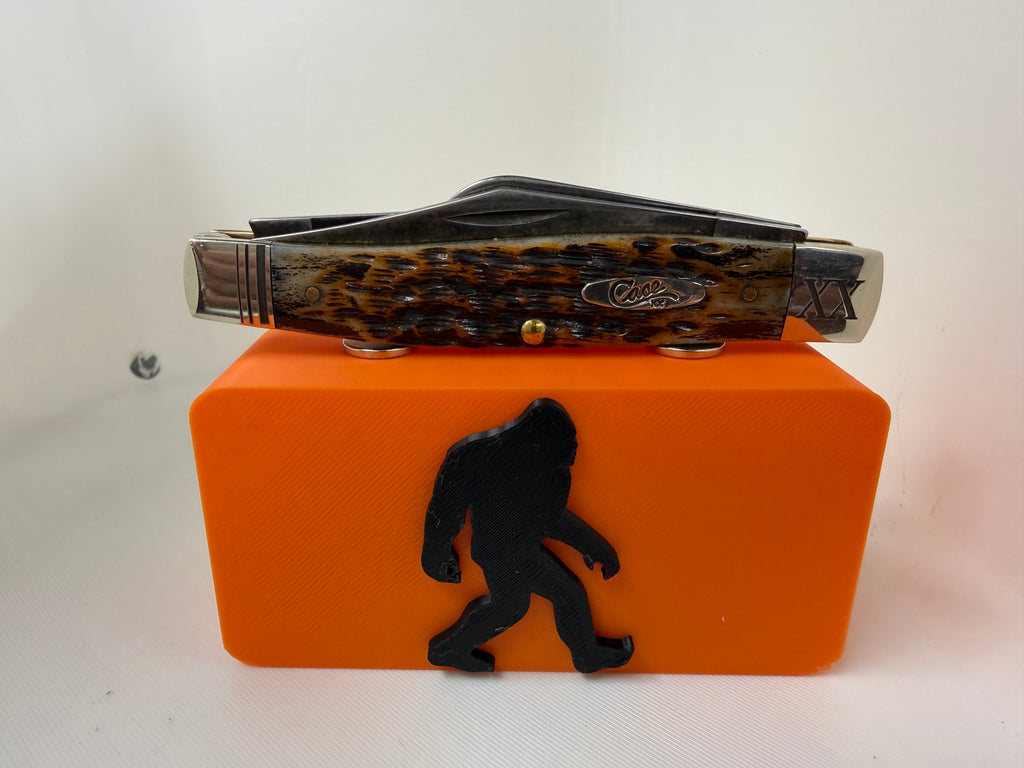 Bigfoot Sasquatch Magnetic Knife Display Block Premium 3D Printed Collector Stand Black & Orange