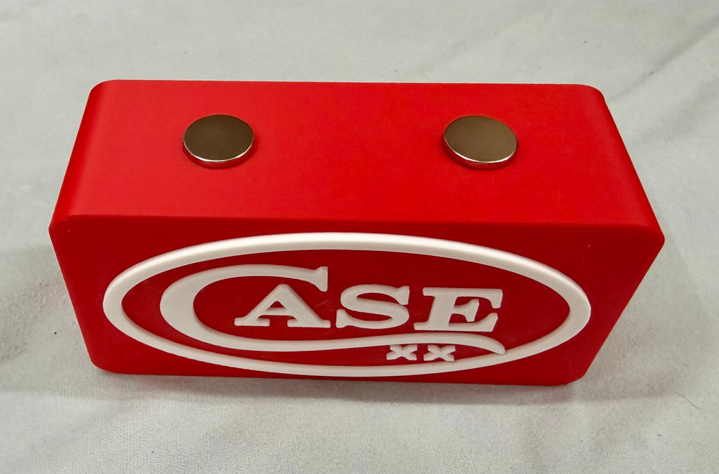 Magnetic Case XX Knife Display Stand – Red & White 3D Printed Collector Block (4” x 2” x 1.5”)