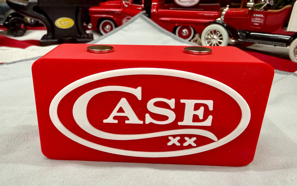 Magnetic Case XX Knife Display Stand – Red & White 3D Printed Collector Block (4” x 2” x 1.5”)