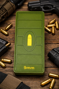 52 Round 9mm Ammo Box In OD Green & Yellow 3D Printed Sliding Lock Case