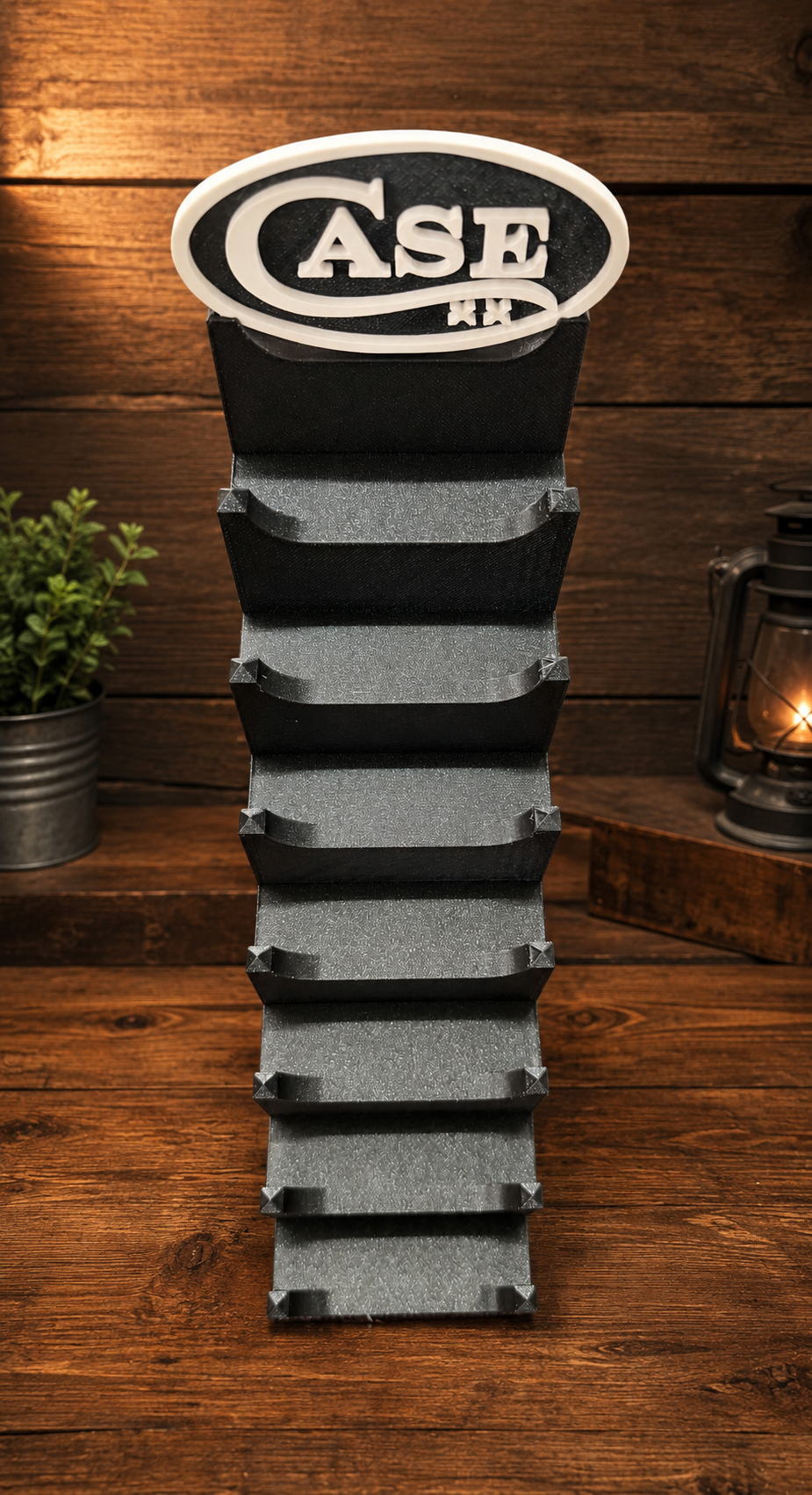 Case XX 7-Tier Knife Display Tower 3D Printed Collector Stand Titanium with White