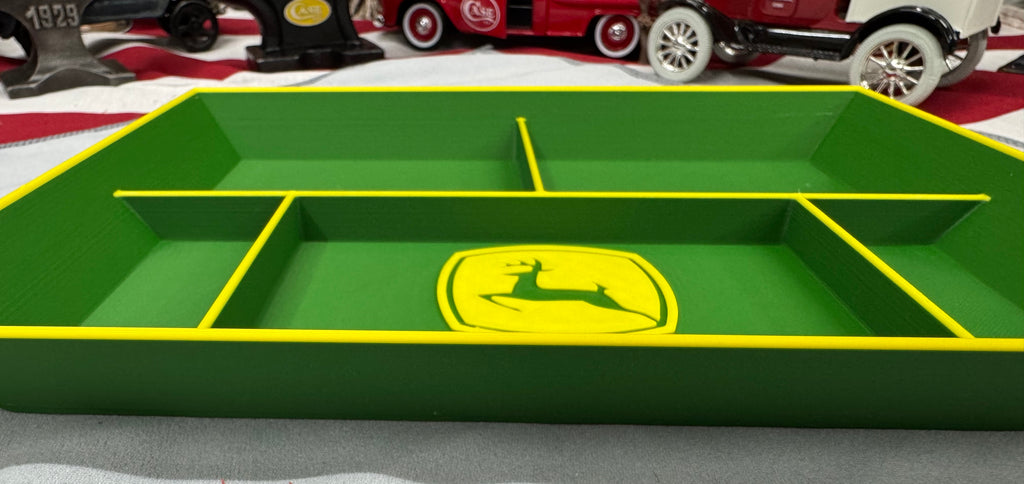 John Deere EDC Dump Tray – Green & Yellow 3D Printed Organizer | 10” x 8” Farmhouse Catch-All
