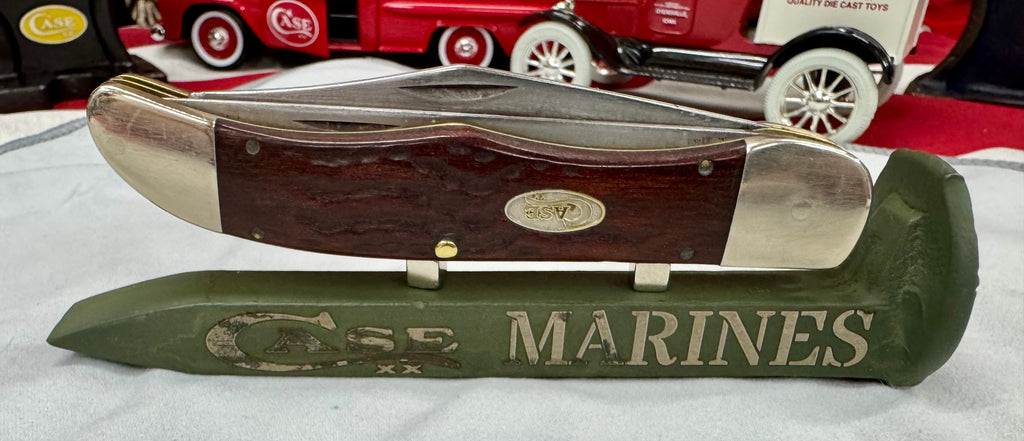 US Marines Railroad Spike Knife Display – OD Green Case XX Engraved Stand w/ Magnetic Holder – Authentic Retired Alabama Rail Spike