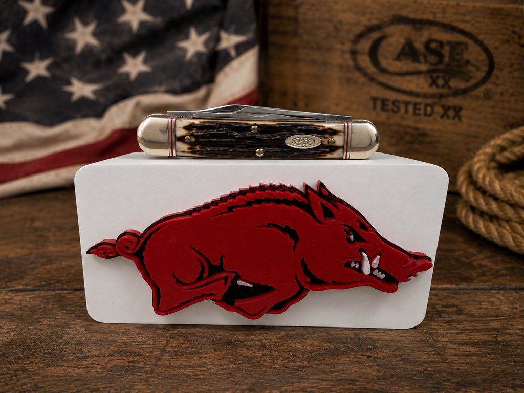 Arkansas Razorbacks Magnetic Knife Display – 3D Printed HOG Stand