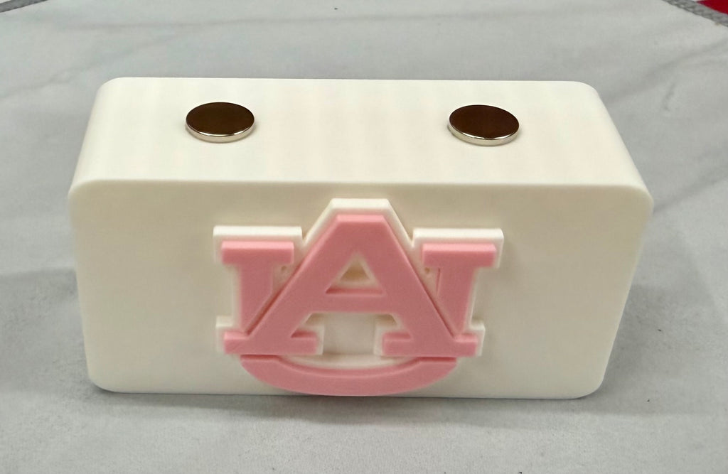 Auburn Tigers Knife Display In White & Pink Magnetic 3D Printed Stand (4” x 2”)