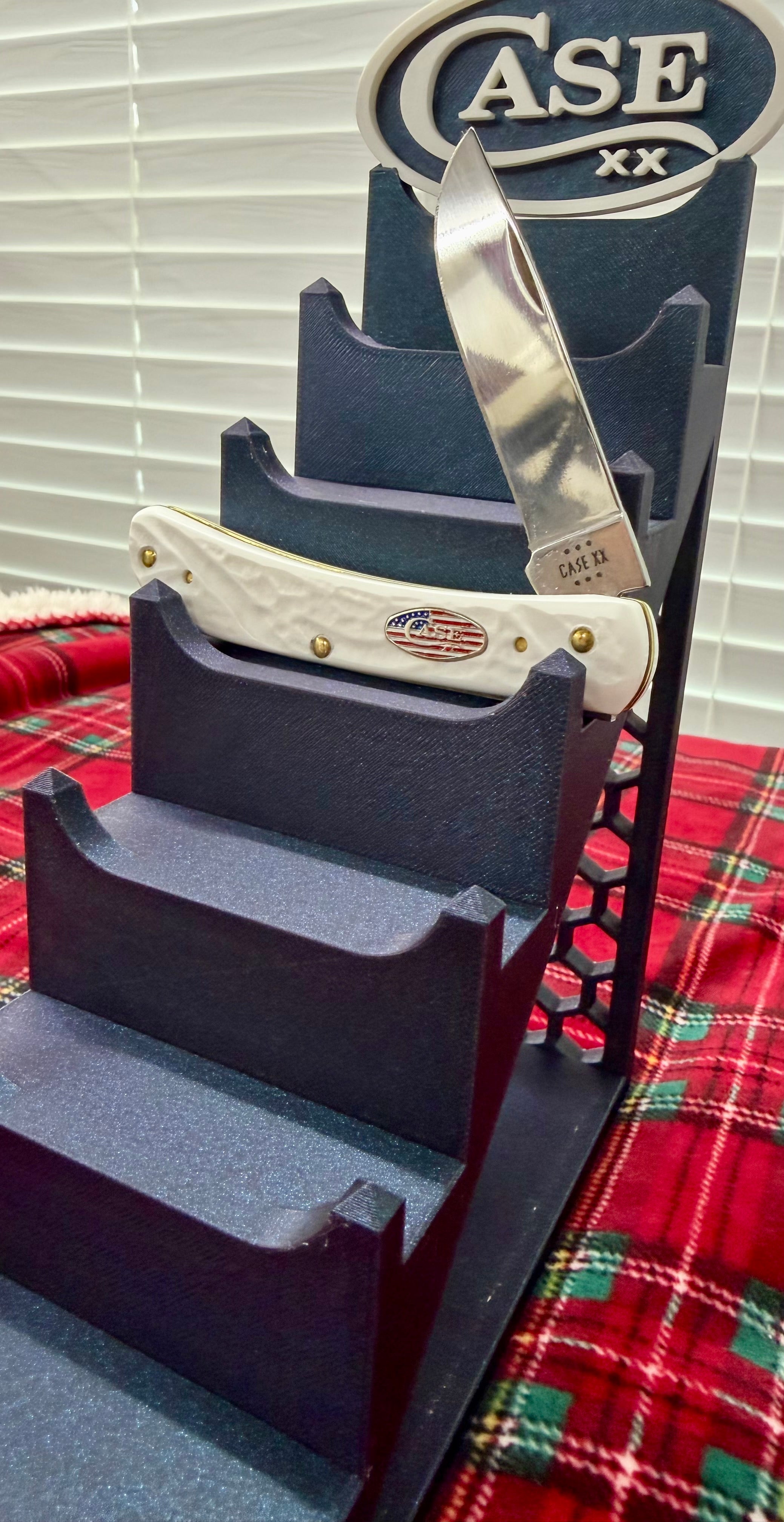 Case XX 7-Tier Knife Display Tower 3D Printed Collector Stand Titanium with White