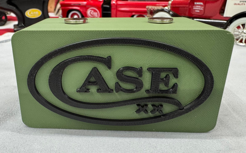 OD Green Magnetic Knife Display Stand – Case XX Style Logo | 3D Printed EDC Holder (4x2x2)